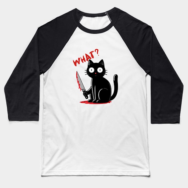 Cat What Baseball T-Shirt by ZaikyArt